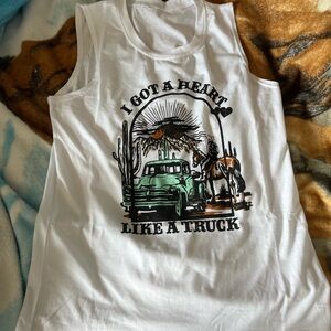 White Graphic Tank Top